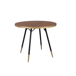 Fabrique de Styles Table à manger ronde en noyer plaqué et métal doré d91cm - Denise* Table De Salle À Manger