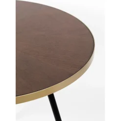 Fabrique de Styles Table à manger ronde en noyer plaqué et métal doré d91cm - Denise* Table De Salle À Manger