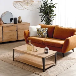 Fabrique de Styles Table basse en chêne massif et pieds acier L120cm - Manny* Table Basses