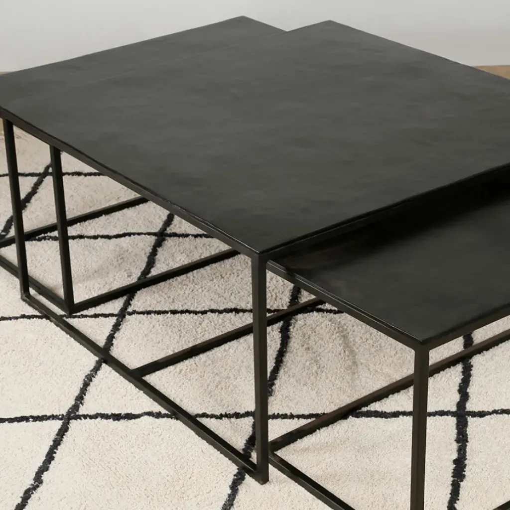 Fabrique de Styles Table basse gigogne carrée (lot de 3) en fer - Felia* Table Basses