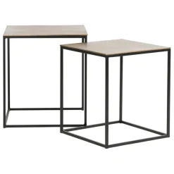 Fabrique de Styles Table basse gigogne carrée (lot de 2) en aluminium et fer doré - Felia* Table Basses