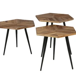 Fabrique de Styles Table basse gigogne (lot de 3) en teck et métal - Woody* Table Basses