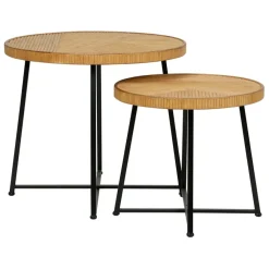 Fabrique de Styles Table basse (lot de 2) en bambou, rotin et pieds en fer noir - Saori* Table Basses