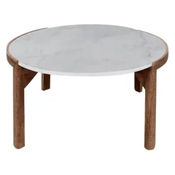 Fabrique de Styles Table basse rond en manguier et marbre naturel et blanc d80cm - Agate* Table Basses