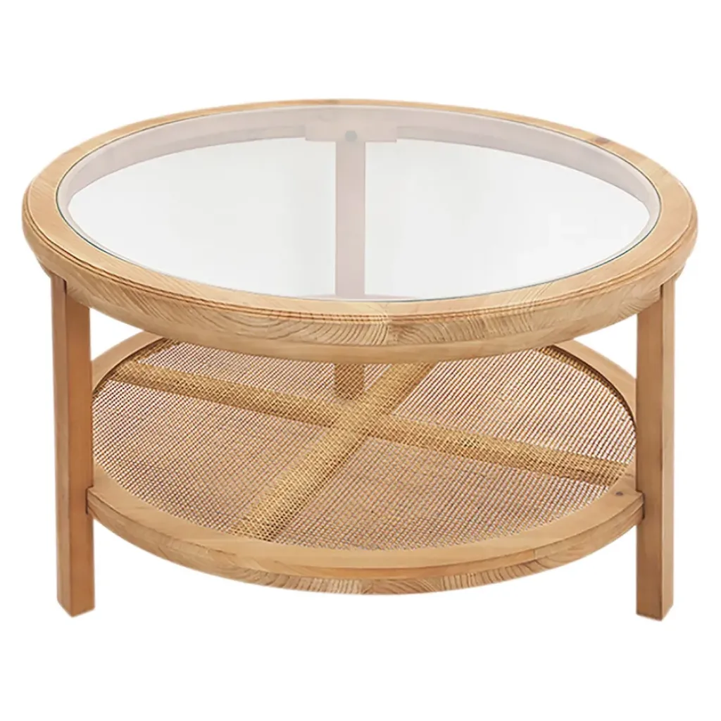 Fabrique de Styles Table basse ronde en sapin et verre trempé d75cm - Firmin* Table Basses