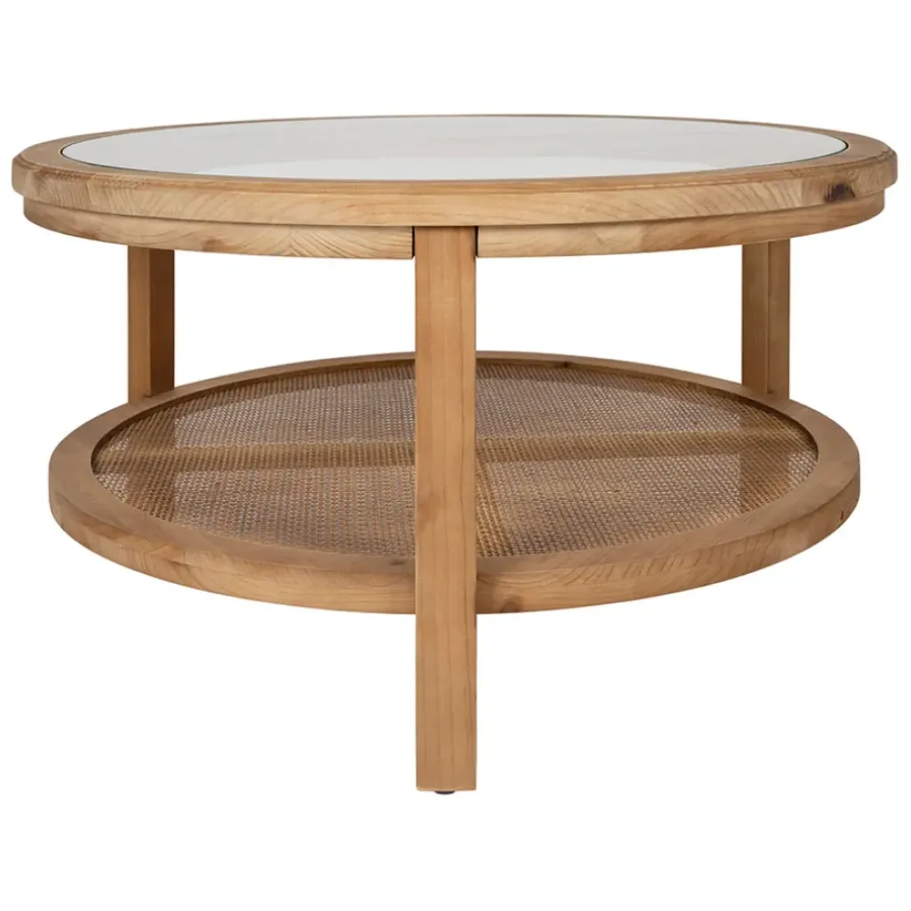 Fabrique de Styles Table basse ronde en sapin et verre trempé d75cm - Firmin* Table Basses