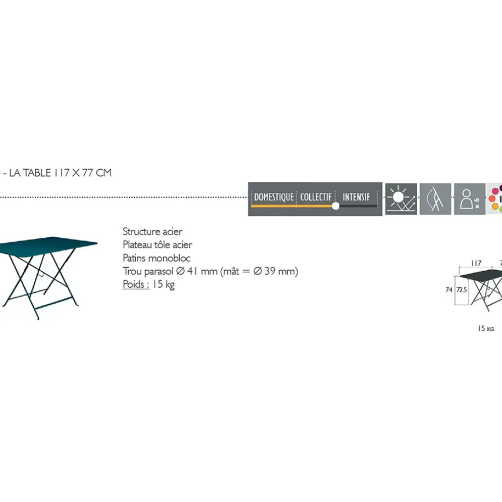 Fabrique de Styles Table de jardin pliante en acier - Bistro*Enfant Tables De Jardin|Jardin