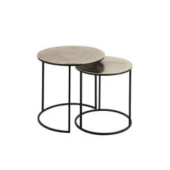 Fabrique de Styles Table d'appoint gigogne (x2) en fer argent - Felia* Bouts De Canapé Et Tables D'appoint