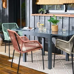 Fabrique de Styles Table jardin extensible en métal 80-160x80cm - Haria*Enfant Tables De Jardin|Jardin