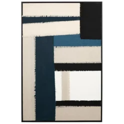 Fabrique de Styles Tableau en toile encadré abstrait écru indigo et noir 83x123cm - Gallery* Tableaux Et Toiles