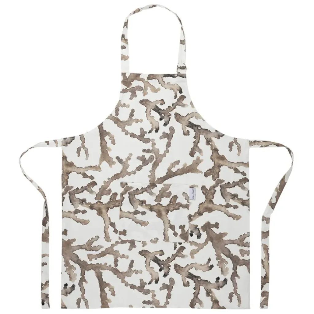 Fabrique de Styles Tablier en coton blanc et marron - Estran* Torchons, Tabliers Et Maniques