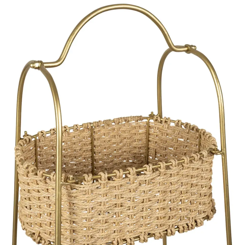 Fabrique de Styles Étagère 3 paniers en jute et fer doré h104cm - Réserve* Bibliothèques Et Étagères
