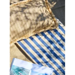 Fabrique de Styles Tapis de plage en tissu rayé et naturel 180x120cm - Medi* Draps De Plage Et Foutas