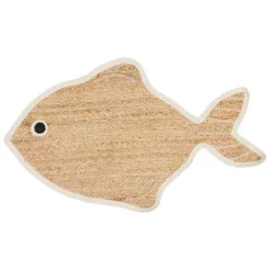 Fabrique de Styles Tapis poisson en jute naturel et blanc 100x65cm - Eté A La Mer* Tapis