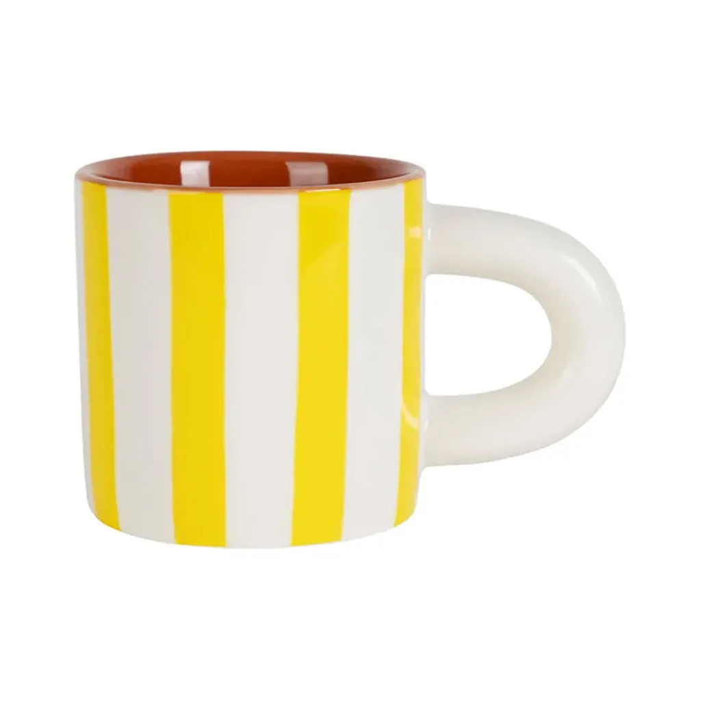 Fabrique de Styles Tasse à café en grès rayée jaune et blanc 17cl - Alaria* Tasses Et Mugs