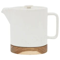 Fabrique de Styles Théière avec filtre moucheté 1.15l en grès et dessous en bois - nordika* Théières Et Cafetières