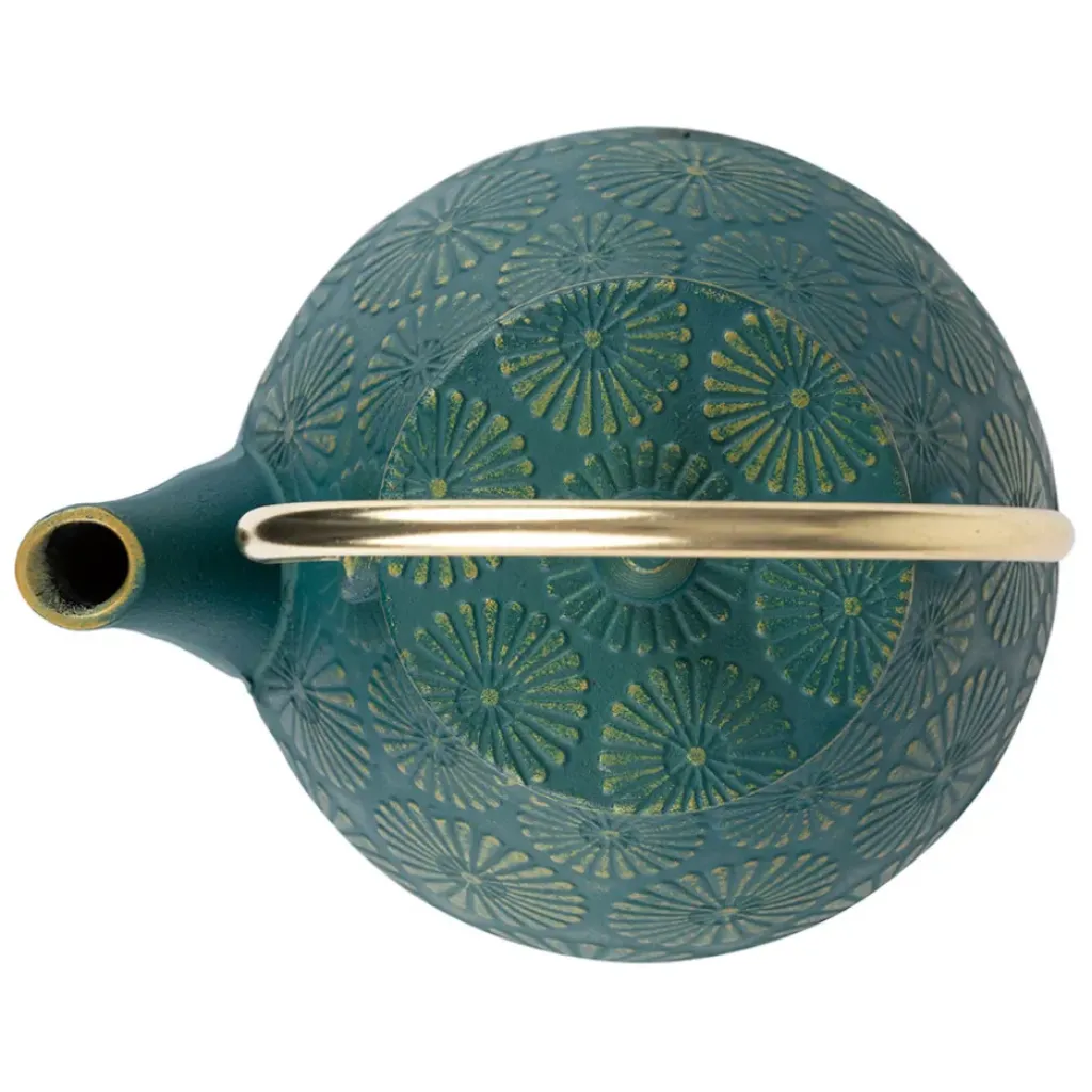 Fabrique de Styles Théière en fonte émeraude et dorée - lotus* Théières Et Cafetières