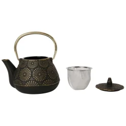 Fabrique de Styles Théière en fonte noir et doré - Lotus* Théières Et Cafetières