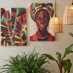 Fabrique de Styles Toile feuilles en tissu 60x90cm - Seguia* Tableaux Et Toiles