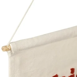 Fabrique de Styles Toile maison amour en coton écru et rouge 66x50cm - Famille* Tableaux Et Toiles