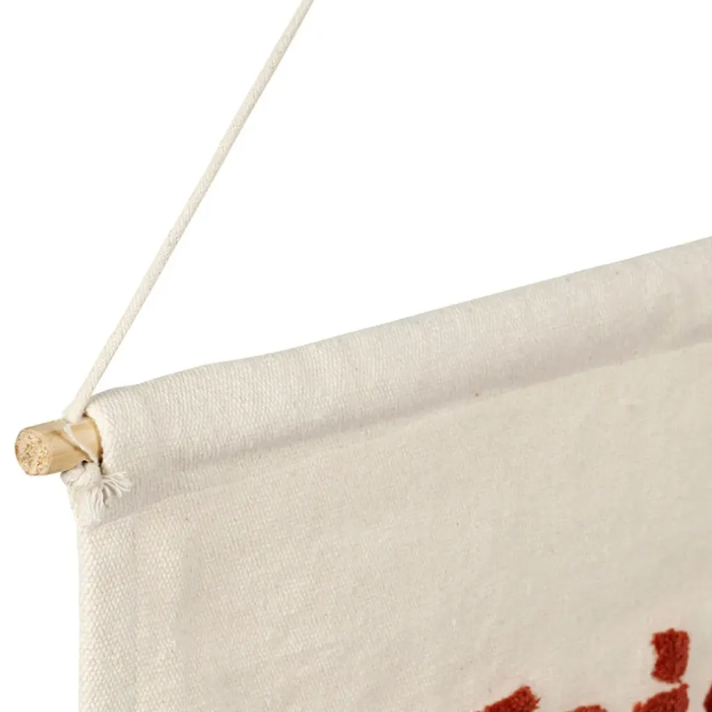 Fabrique de Styles Toile maison amour en coton écru et rouge 66x50cm - Famille* Tableaux Et Toiles