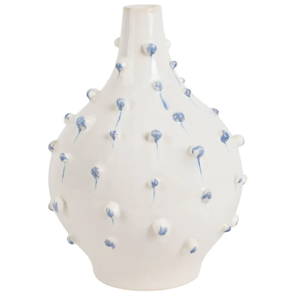 Fabrique de Styles Vase dame jeanne en grès blanc et bleu h25cm - Delicio* Vases Et Soliflores
