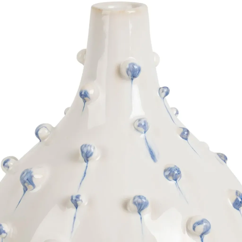 Fabrique de Styles Vase dame jeanne en grès blanc et bleu h25cm - Delicio* Vases Et Soliflores