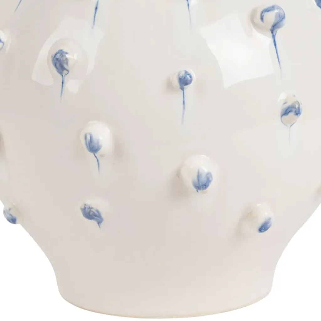 Fabrique de Styles Vase dame jeanne en grès blanc et bleu h25cm - Delicio* Vases Et Soliflores