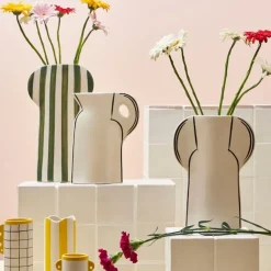 Fabrique de Styles Vase en grès écru et noir h28cm - Lumi* Vases Et Soliflores