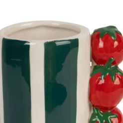 Fabrique de Styles Vase en porcelaine émeraude et rouge fraise h18.5cm - Mocoa* Vases Et Soliflores