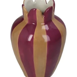 Fabrique de Styles Vase rayures grès violet 10x10x16cm* Vases Et Soliflores