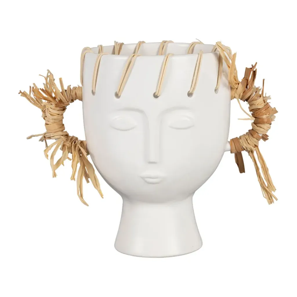 Fabrique de Styles Vase visage en dolomite écru h17cm - Visage-Arty* Vases Et Soliflores