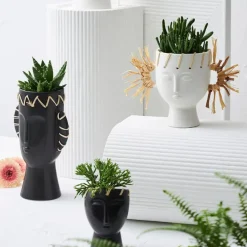 Fabrique de Styles Vase visage en dolomite écru h17cm - Visage-Arty* Vases Et Soliflores