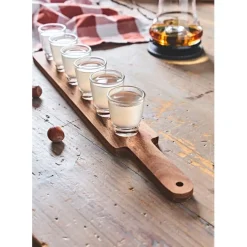 Fabrique de Styles Verre shooter par 6 avec support acacia 42x6cm* Verres À Alcool